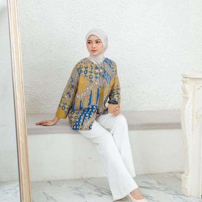 SALE NOLLA Blouse - Baju Batik Kerja Wanita  Blouse Batik Seragam Kantor  Atasan Batik Bolero Lengan