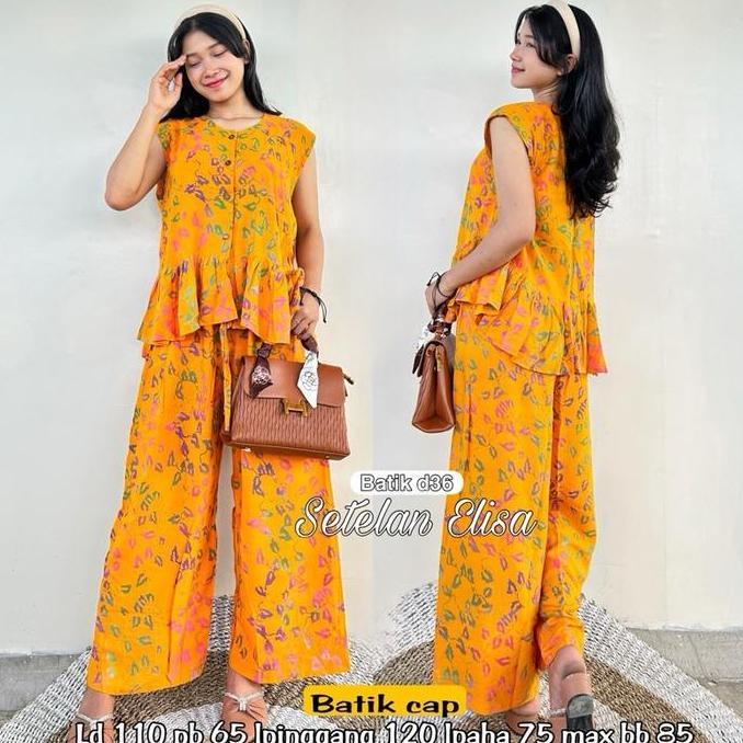 (Batik D36) Setelan ELISA Batik cap halus busui friendly ld 110 batik cap premium