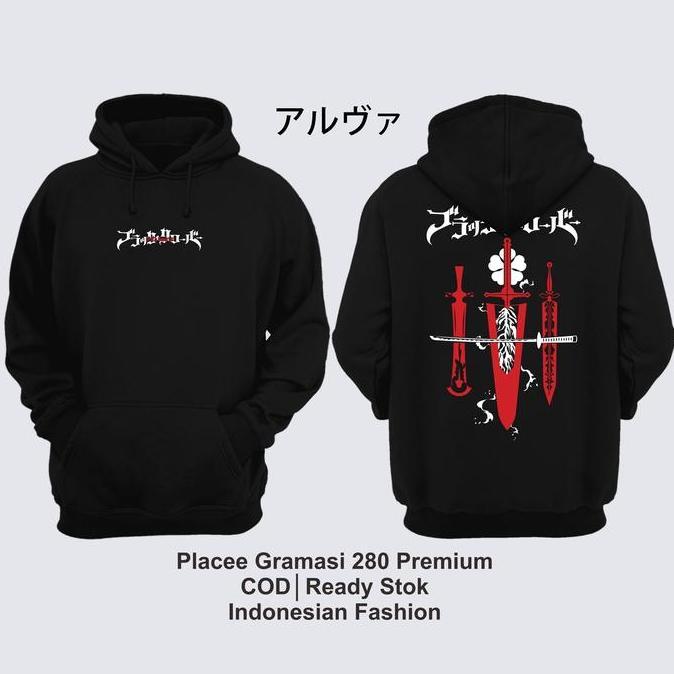 Hoodie ASTA SWORDS BLACK CLOVER 009 Sweater Distro Zipper wibu Fleece Gramasi 280 Unisex Streetwear 