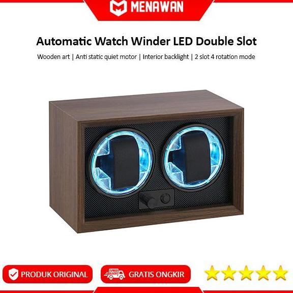 NEW AUTOMATIC WATCH WINDER LED 2 SLOT KOTAK PEMUTAR JAM TANGAN OTOMATIS ORI