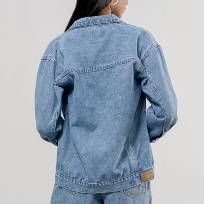 Hot This Is April Laverna Jacket Outer Jeans Wanita Pocket Blue Acid Denim