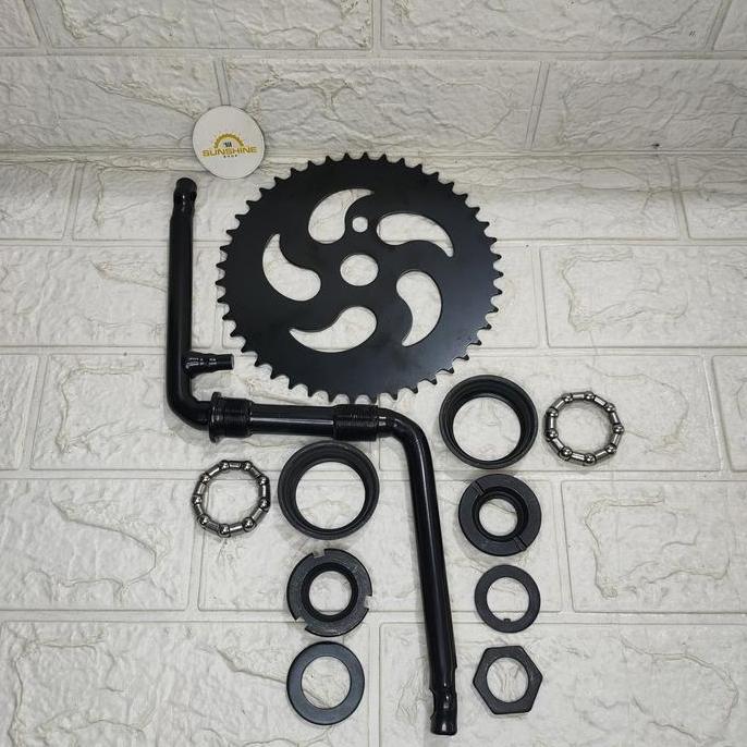 Crank 44T Sepeda BMX 20 Full Set Gir Tengah As Langsung BB Besar