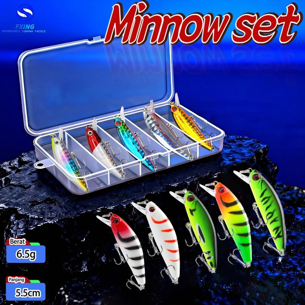 Paket 5pcs Minnow set Box Lure Umpan Casting Minow Sinking FX-893-896