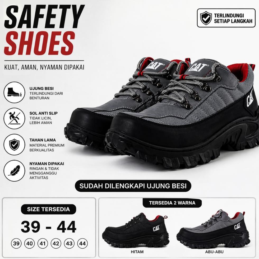Sepatu Safety Cat Buldozer Kulit Sintetis Ringan