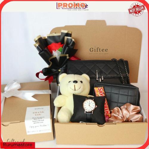 Hampers Zara Tas Wanita Premium Dompet Jam Parfum Boneka Kado Valentine Selempang Sling Bag Hadiah G