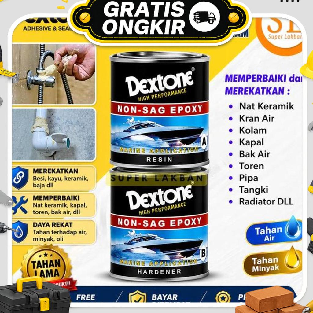 Perekat Kolam Anti Bocor Dextone Epoxy Non Sag 400 Gr Lem Dempul Anti Air