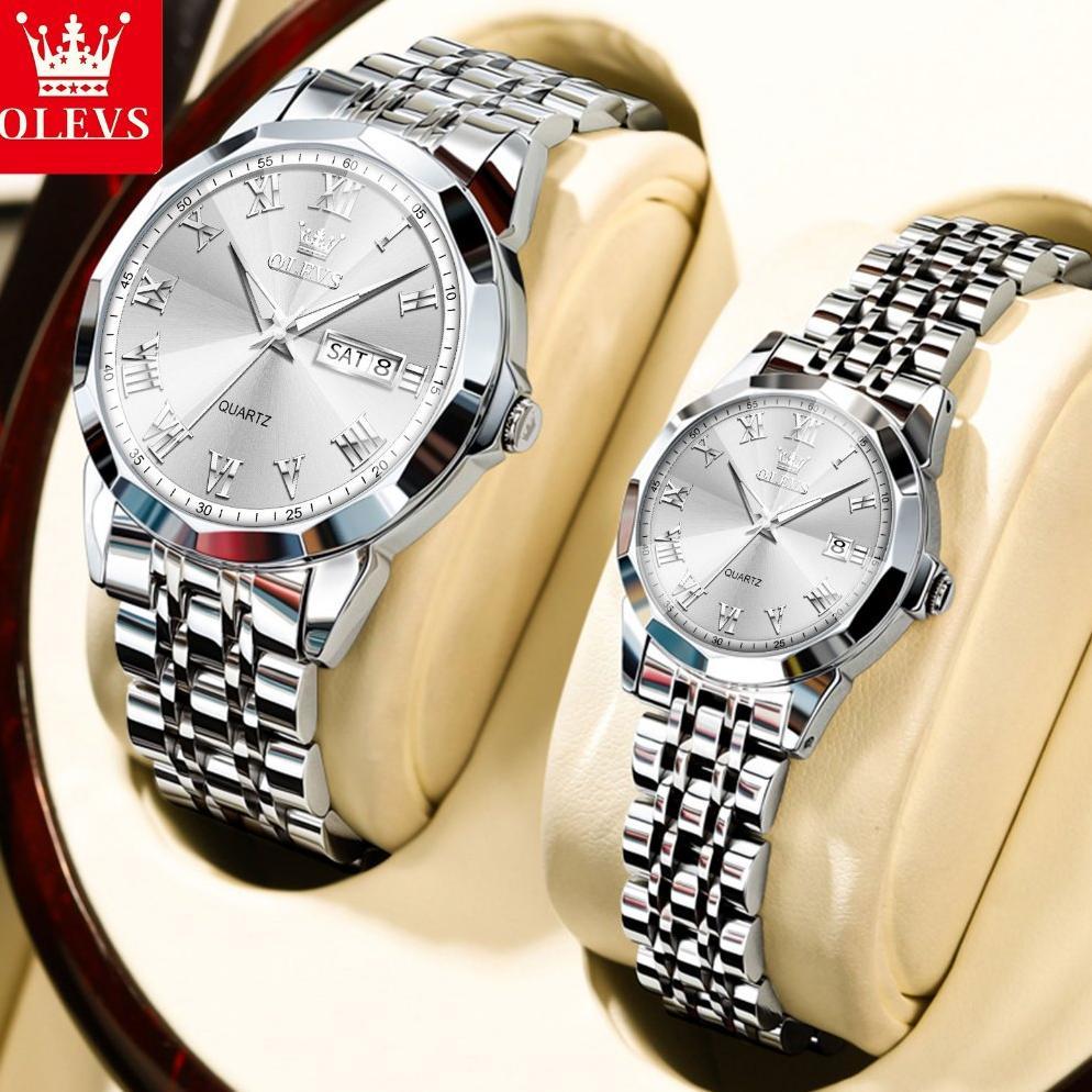 HOT OLEVS Jam Tangan Couple Pasangan Anti Air Original 100% Analog Terbaru Aesthetic Couple Model 99