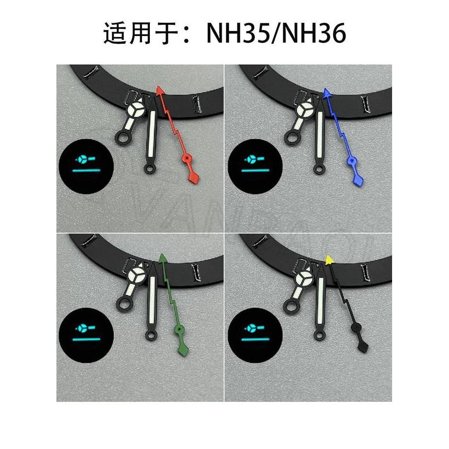 Seiko Mod Hands Lightning Second Hand Green Lumed For NH35