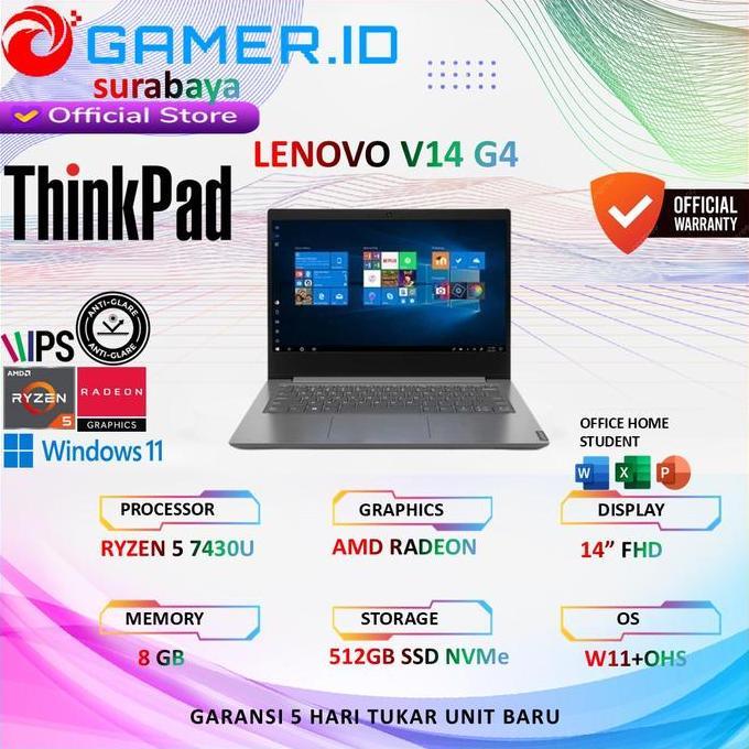 Lenovo V14 G4 RYZEN 5 7430 8gb 512ssd W11 + OHS 14" FHD 2Y
