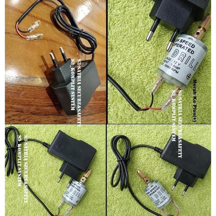Lansungkirim- Lengkap Adaptor 12V Dan Bor Mini Dril Pcb Drill Dc Motor Dinamo