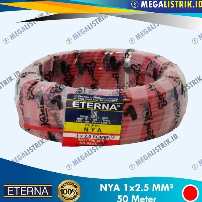Berizka_ - Eterna Nya 1 X 2.5 Mm ( Rol 50M ) / Kabel Listrik Kawat 2.5Mm ( 50 Meter )