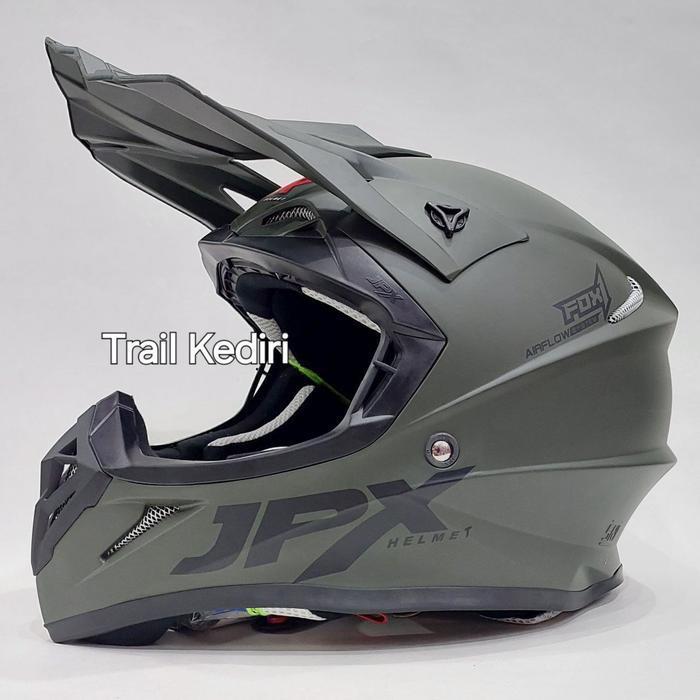 Helm Trail Jpx Solid Army Dop Fox1 Helm Cross Trail Google Original Dan Terpercaya