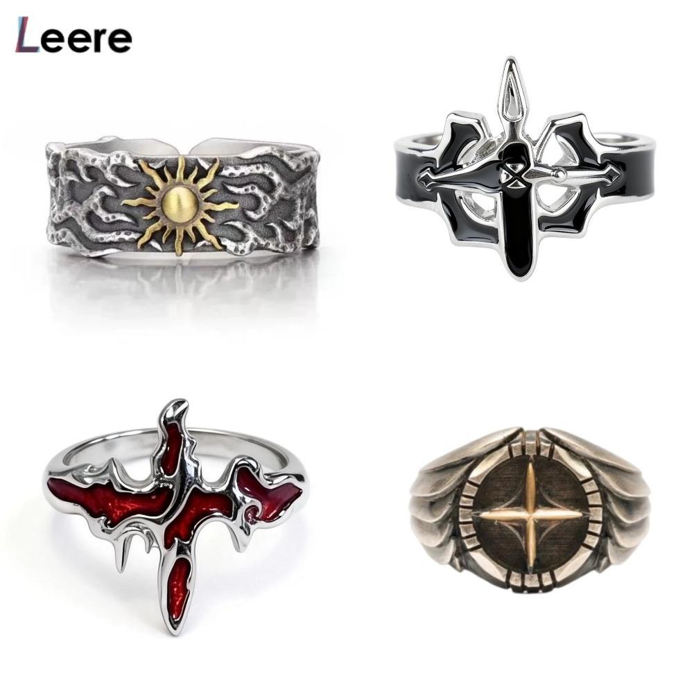 Premium Leere -Cincin Titanium Matahari Jam Starburst Bentuk Terbuka Gaya Retro Punk Ring Cincin Pri