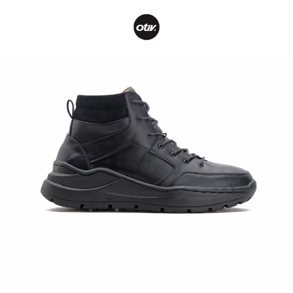 FAVORIT Otiv Hardy Black - Sepatu Boots Kulit Casual Pria Kuliah Kerja Traveling Riding