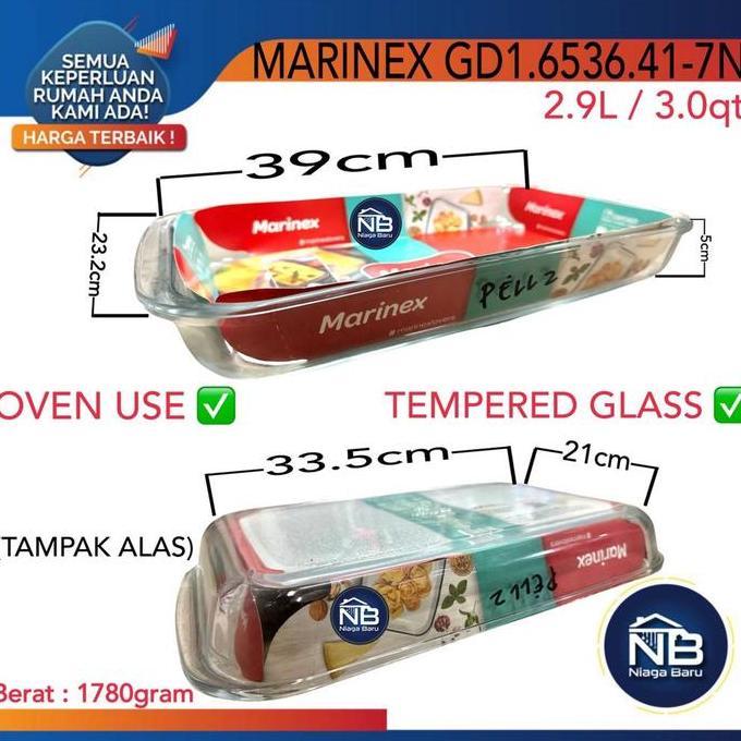 LOYANG PIRING KACA MARINEX SEGI EMPAT 2.9L PYREX PIREX MICROWAVE