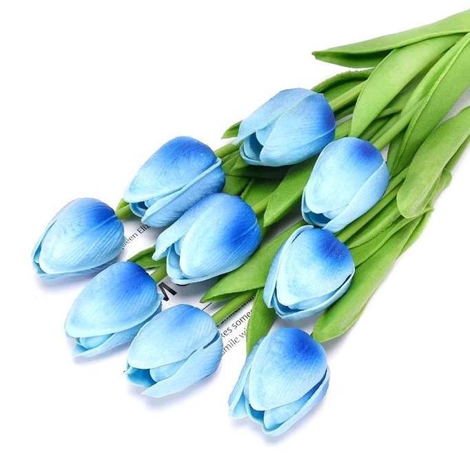 Grosir Bunga Jakarta 12pcs Tangkai Tulip Latex Gradasi Biru Hiasan Pajangan Dekorasi Harga 1 Lusin T