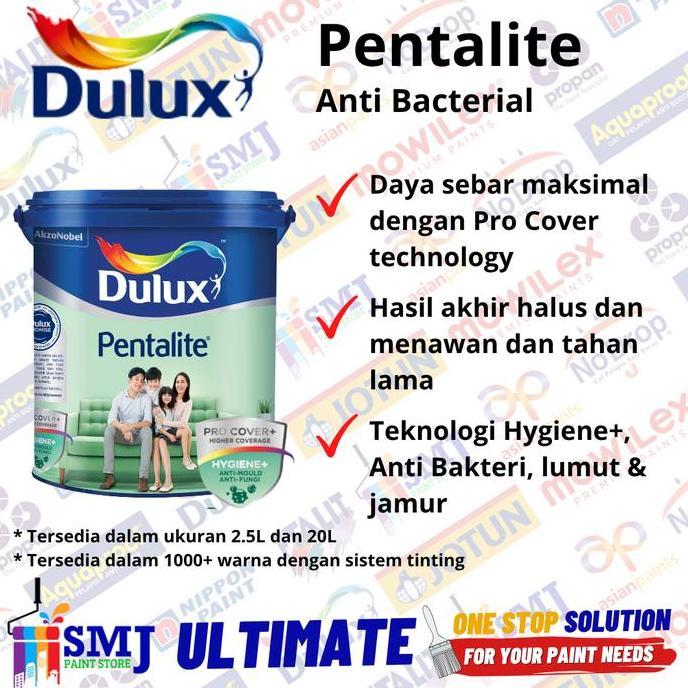CAT TEMBOK INTERIOR DULUX PENTALITE ANTI BACTERI SHADY LADY (TINTING) 2,5L