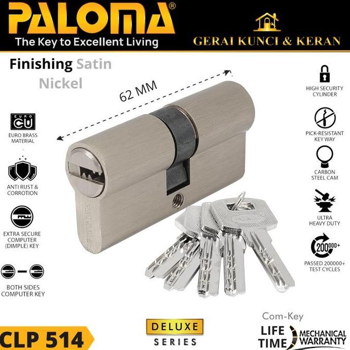Edificio- Paloma Clp 513 514 515 516 517 518 519 Double Cylinder Kunci Pintu Rumah Deluxe Dc-Ck 62Mm