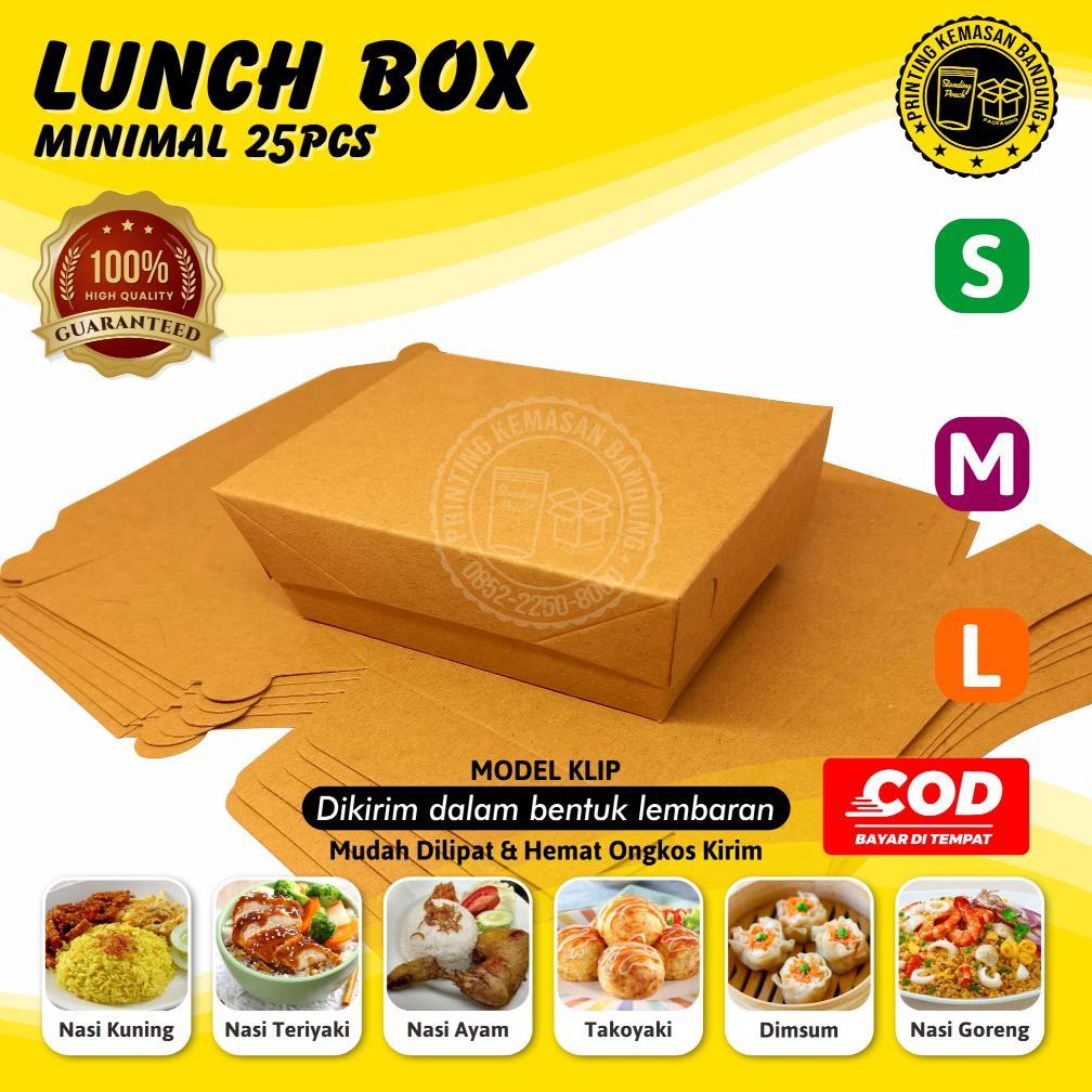 big promo lunch box size s kotak makan kertas paper box kraft dus makanan dimsum takoyaki snack gros