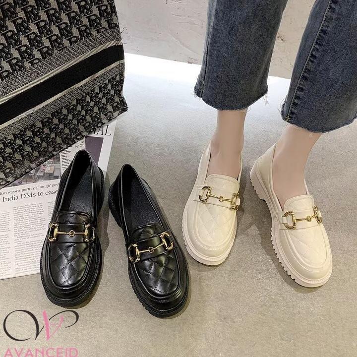 HOT AVANCEID 1909 Loafers Sepatu Sneakers Wanita Kerja Docmart Hitam