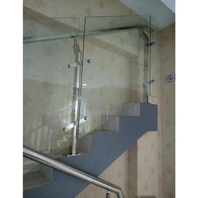 Tiang Partisi Railing Kaca Glass Railing Stainless Steel Railing