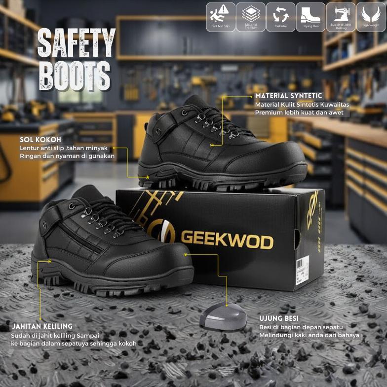 Grade Ori Sepatu Safety Boot Original Septi Pria Ujung Besi Sefty Shoes Proyek Lapangan