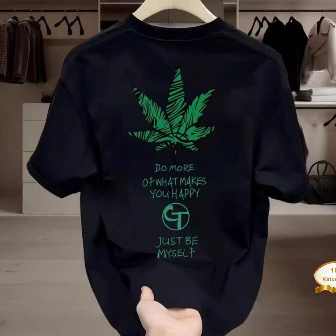 Kaos Distro Pria Motif Daun Maple - Cotton Premium 240Gsm, Bahan Adem & Cepat Kering + Diskon Eksklu