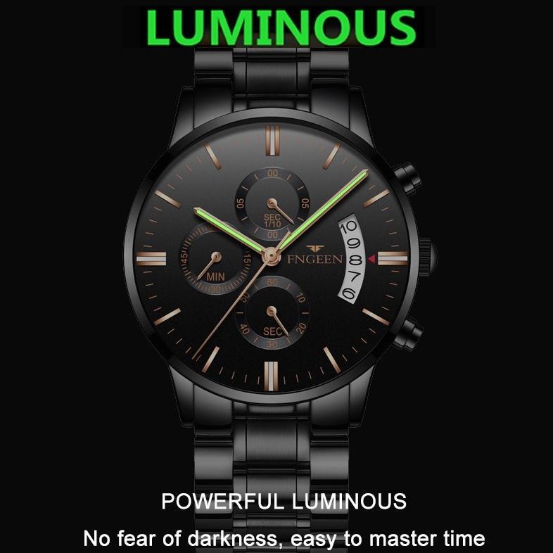 Garansi Fngeen 5055 Jam Tangan Pria Luxury Stainless Steel Quartz Original Tahan Air Watch + Kotak G
