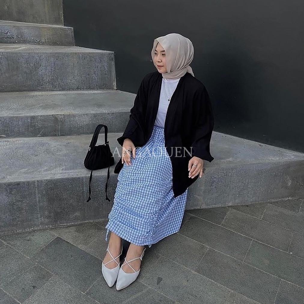 Unik Angouen - Lalune Cardigan 019 Outer Korea Putih Baju Luaran Wanita Elegan Lengan Panjang Trendi