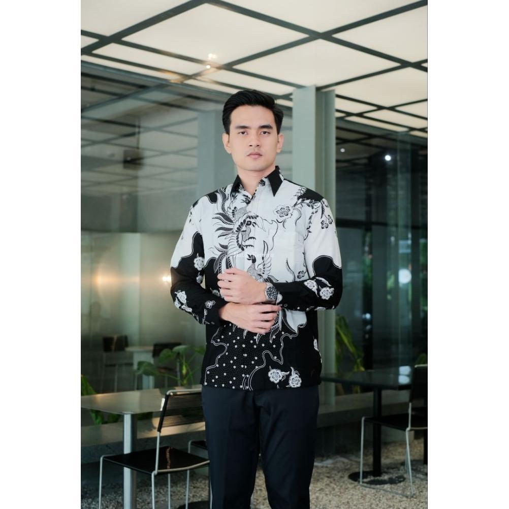 Hot Product Baju Batik Pria Reguler Lengan Panjang Motif Peksi Kain Katiun Lapisan Furing Baju Pesta