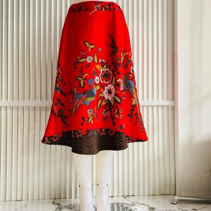 DA66 - Rok payung pendek 7/9 wanita motif batik full karet pinggang
