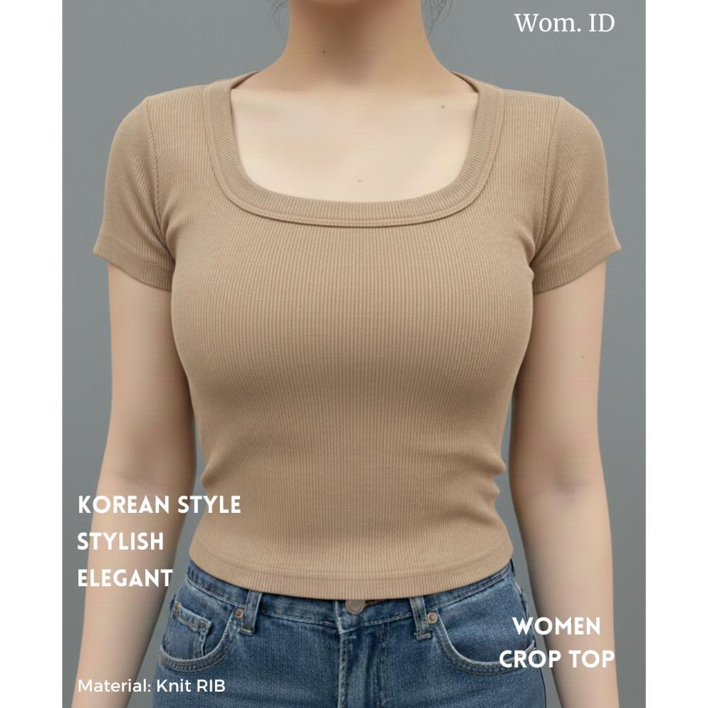 Grosir Wom. Id Baju Atasan Crop Top Wanita U Nack Top Baju Crop Body Wanita Premium Snow Rib