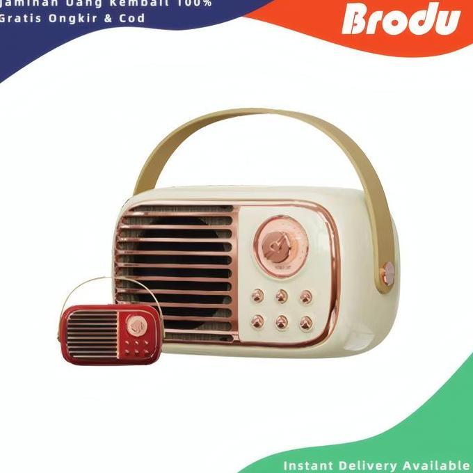 Sale Speaker Portable Brodu Bts-1956 Stylish Dengan Handle Kulit, Bass Max, Mic Nirkabel Untuk Karao