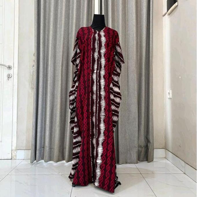 BATIKISAA Longdress Lowo Polka Rayon Premium Ld 150 Pj 140 Motif Panjang Tebal Pekalongan Wanita Bum