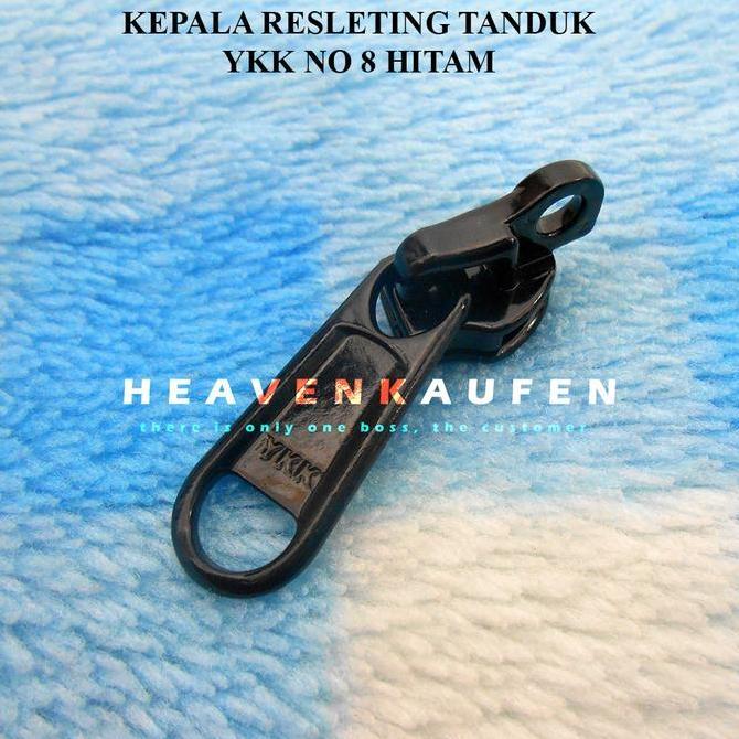 Kepala Resleting Tanduk YKK Ada Lubang Gembok Type Gigi Coil No 8 Hitam Harga Per 2 Pcs
