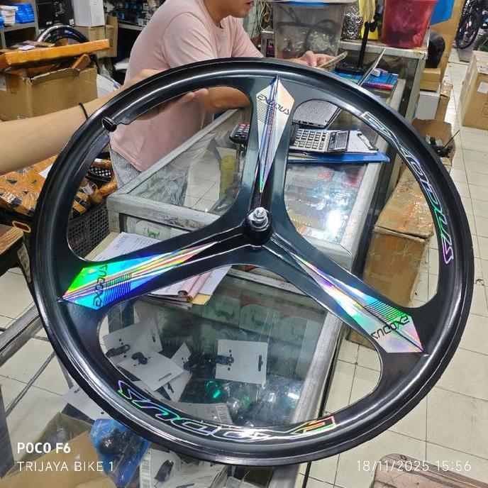 Wheelset Depan Trispoke 700c Alloy Bearing EXODUS Sticker Scotlite Trispoke Sepeda Fixie Roda Depan 