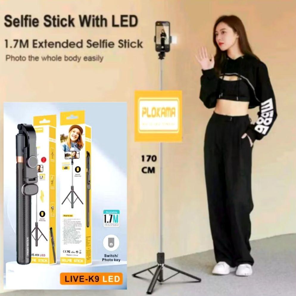 Big Promo Plokama Tongsis K9 Led Tongsis Tripod K9 Selfie Stick Led 4 In 1 170Cm