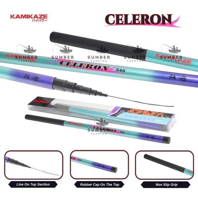 KAMIKAZE Joran Pancing Tegek CELERON 240cm - 720cm Bahan Carbon Ruas Pendek Mudah Untuk Dibawa Ringa