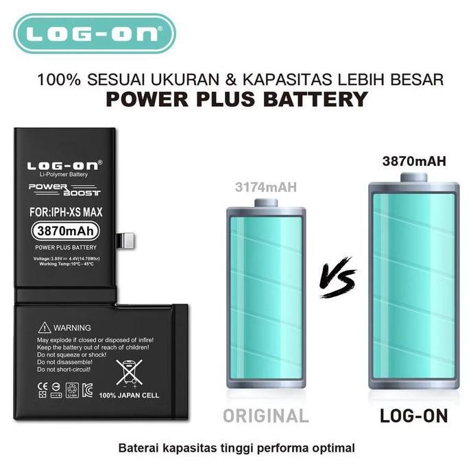 Log On - BATERAI FOR IPHONE XS Max Power Plus Original Battery Baterai Batre Batrai
