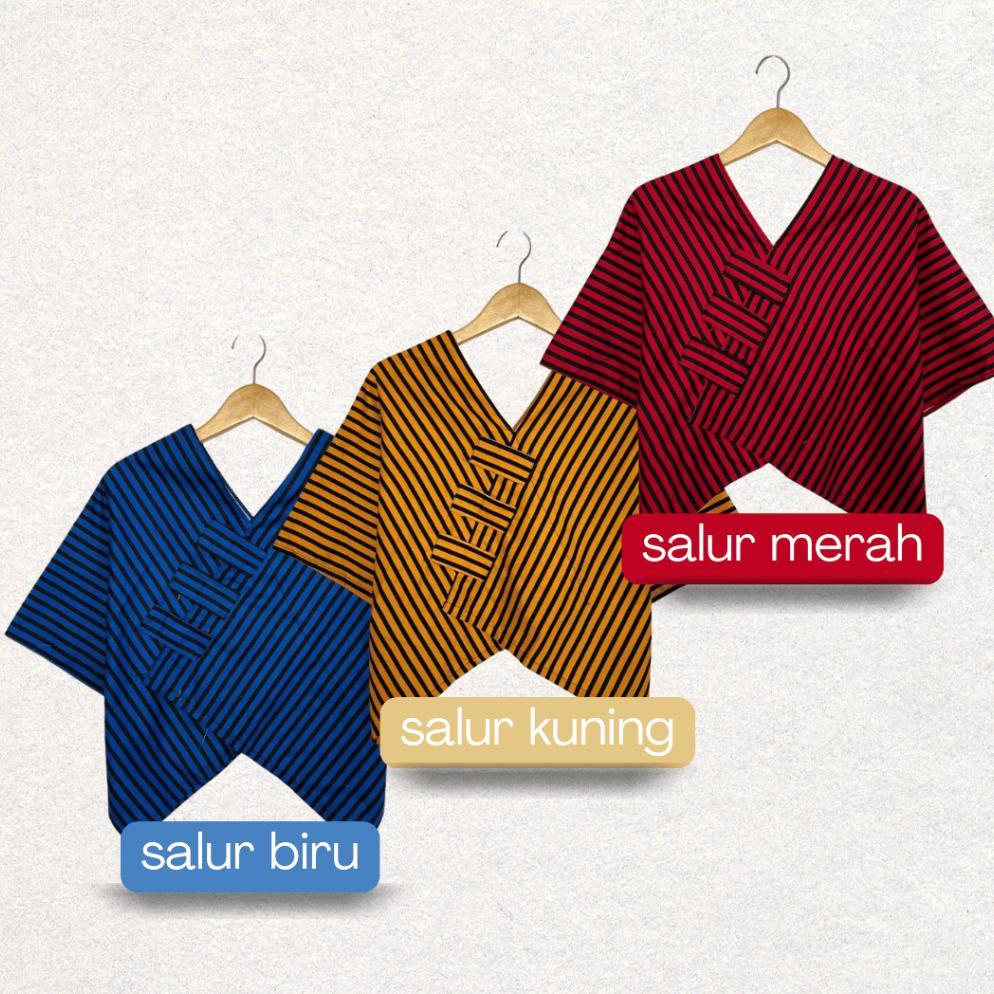 Terbaru Outer Batik Salur Crop Top Etnik - Atasan Batik Wanita Modern Lengan Pendek Motif Salur Trad
