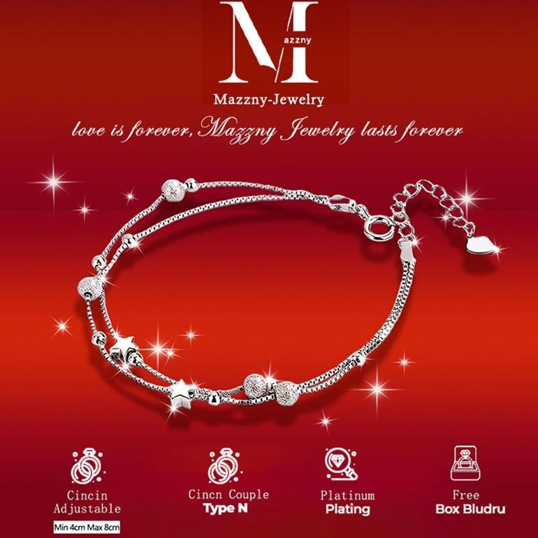 Grade Ori Mazzny Perhiasan Perak Sterling Gelang Asli Jewelry Gelang Wanita Simple Mewah Perhiasan P