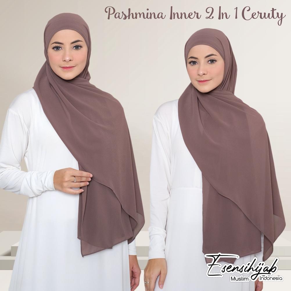 Saless Pashmina Inner 2 In 1 Babydoll Ceruty /Jilbab Instan Inner 2In1 Ceruty
