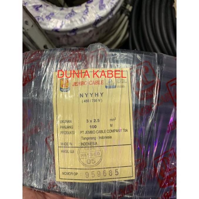 Kabel NYYHY/ Serabut Jembo 3x2.5 3x2,5 Hitam @100 meter