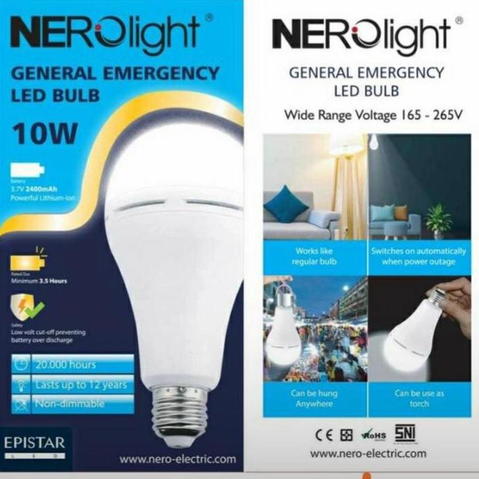 Nerolight Emergency Bulb LED 10W Kuning / Bolam Emergency Warm White