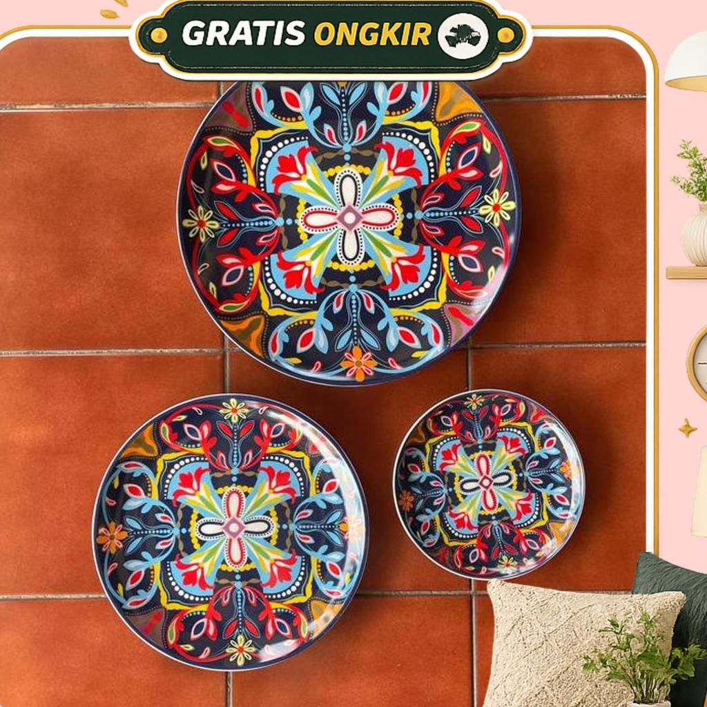 Set Walldecor Piring Keramik Maroko/Piring Pajangan Dinding/Free Kawat Gantung