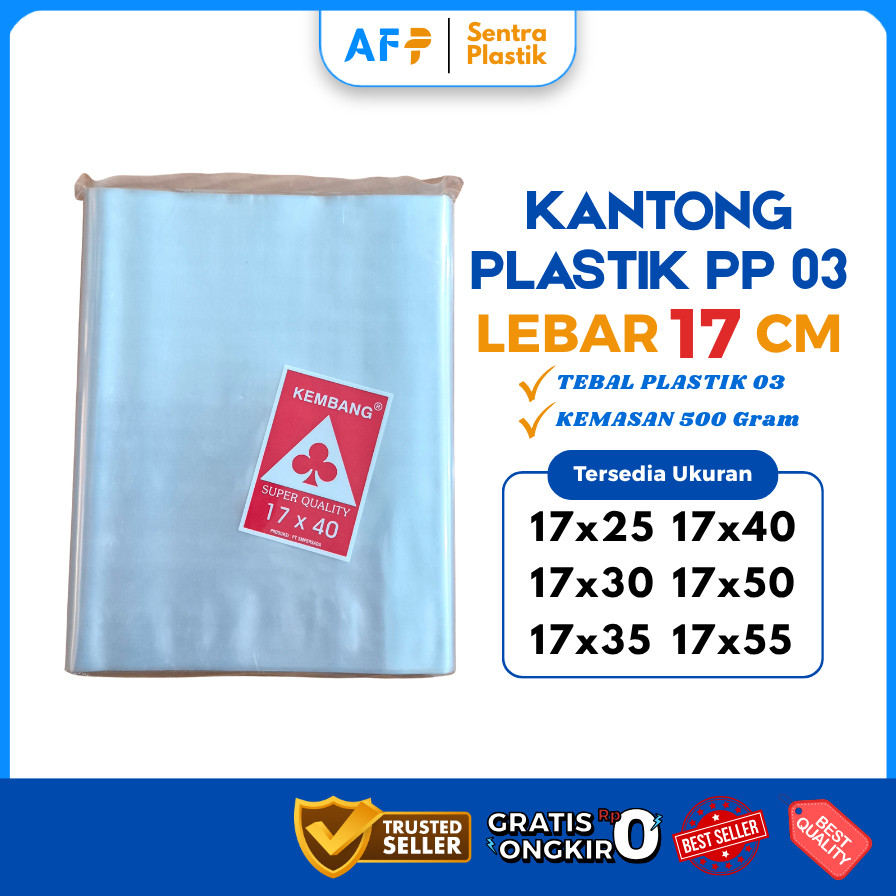 Plastik PP Tebal 03 Lebar 17 cm ukuran 17x25 17x30 17x35 17x40 17x50 17x55 Plastik Camilan Kerupuk d