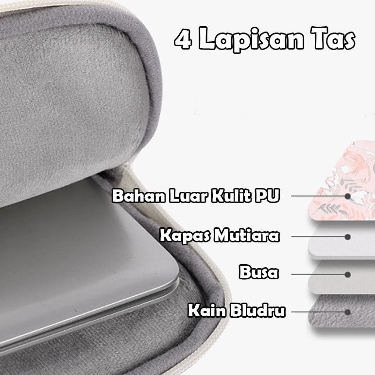 EXCLUSIVE Tas Laptop Jinjing  Telescopik Canvas Artisan 12 13 14 15 16 Inch BONUM FLOWER KEKINIAN