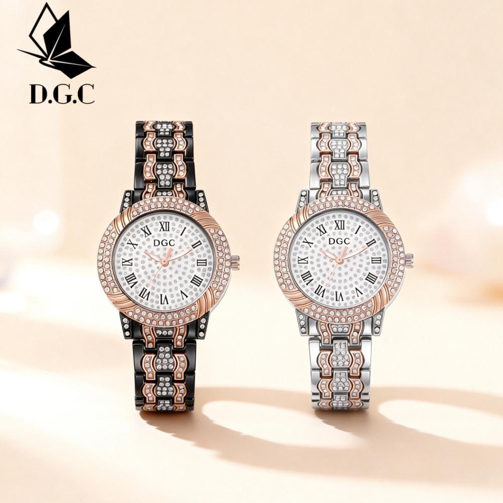 SUPER DEAL DGC G196 JAM TANGAN WANITA ANALOG QUARTZ BERLIAN ANGKA ROMAWI RANTAI ALLOY FASHION JAM TA