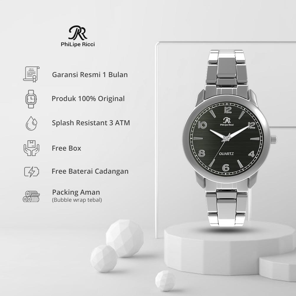 HOT PHILIPE RICCI JAM TANGAN PRIA BESI RANTAI ANALOG ORIGINAL PR13 FREE BOX