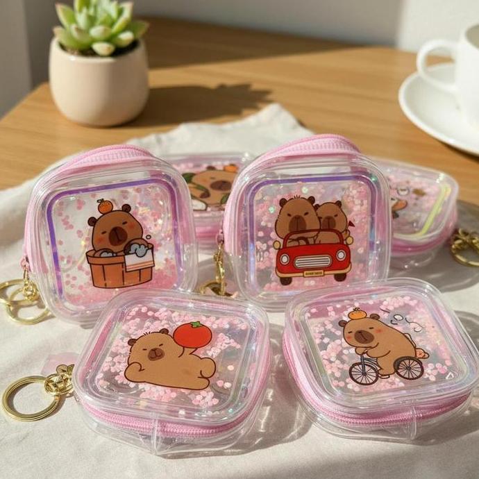 Dompet Kecil Mini Bear Hologram Pouch Koin & Aksesoris Lucu Desain Beruang Imut Efek Glitter Cantik 